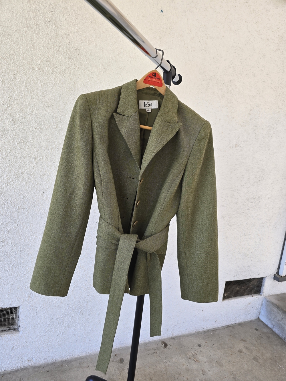 Women's Olive Green Belted Pant Suit